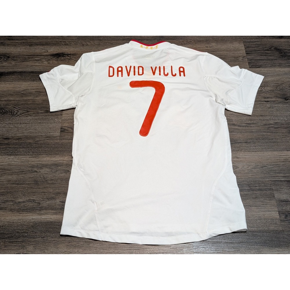 Adidas Spain David Villa 7 Soccer Jersey 2010 World Cup Champions White Mens M - Picture 6 of 8